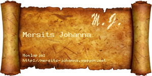 Mersits Johanna névjegykártya
